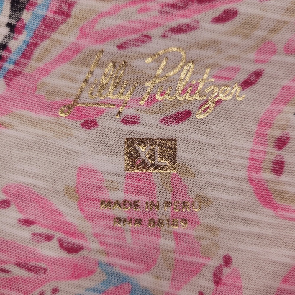 LILLY PULITZER Top Size XL Pink Etta Scoop Neck Coconut Flitting About - Picture 5 of 15